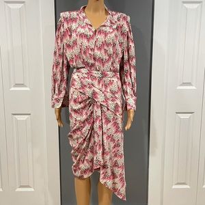 Isabel Marant Ruched Printed crepe de chine midi Dress